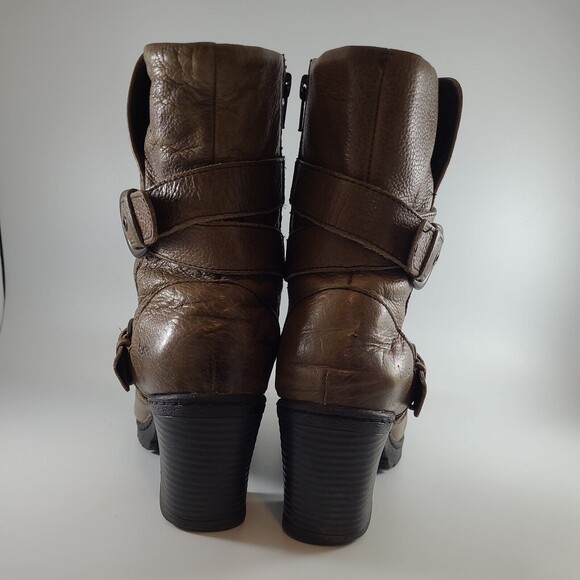 BOC Josephine Boot Lug Sole Buckle Strap Heeled Leather Brown Women's sz 8 Eu39 - Picture 10 of 12